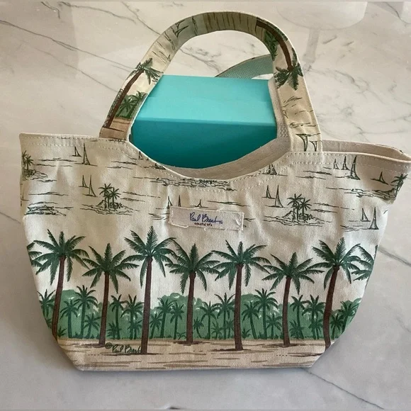 Paul Brent Oceanside Palm Tree Canvas Tote Shoulder Bag Coastal Life - Picture 1 of 9